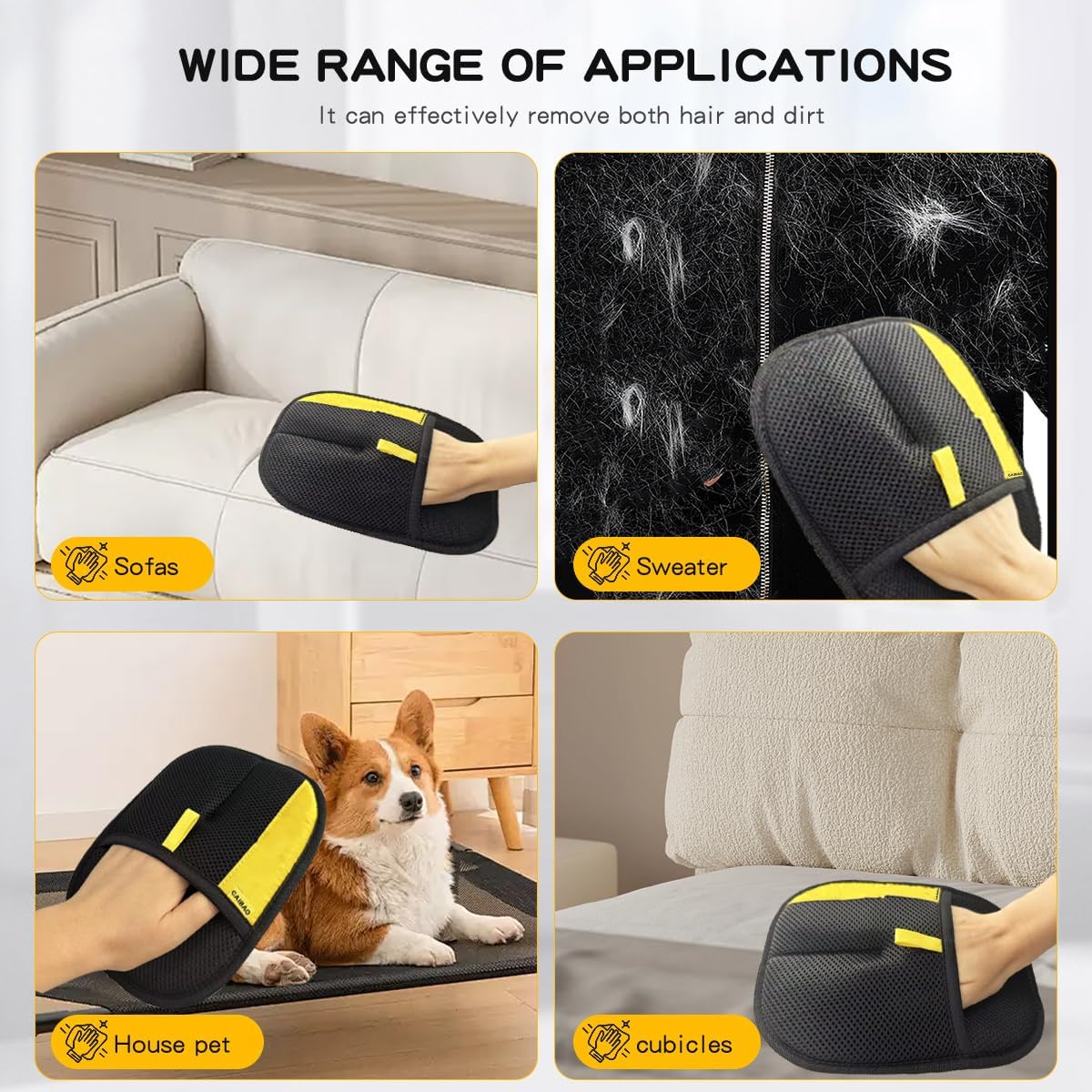 Electrostatic Pet Hair Removal Gloves: Quick Wiping - Reusable & Washable for Sofa Clothing Pet Beds Effortless Cats & Dogs Hair Remover for Busy Pet Owners (1pcs-Black)