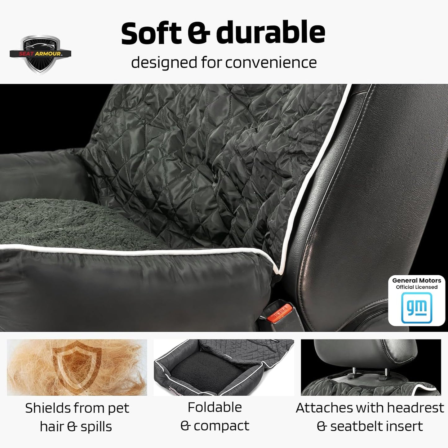 PetBed2GO, Corvette C5, Black Pet Bed Cushion & Car Seat