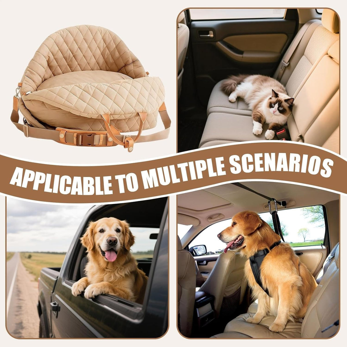 Dog Seat for Car,Waterproof with Handles Soft Bag,Small Dog