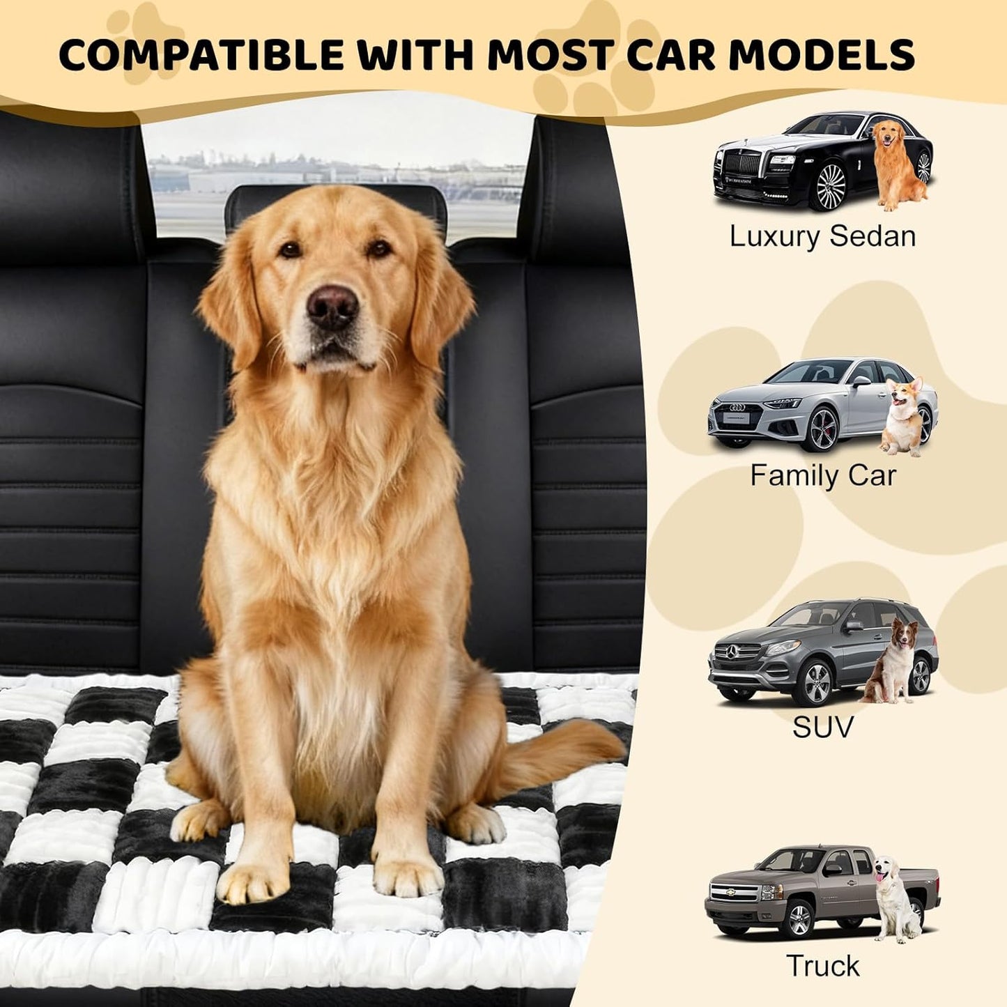 Dog Bed Mat for Car Backseat Extender, 24.8'' x 54''