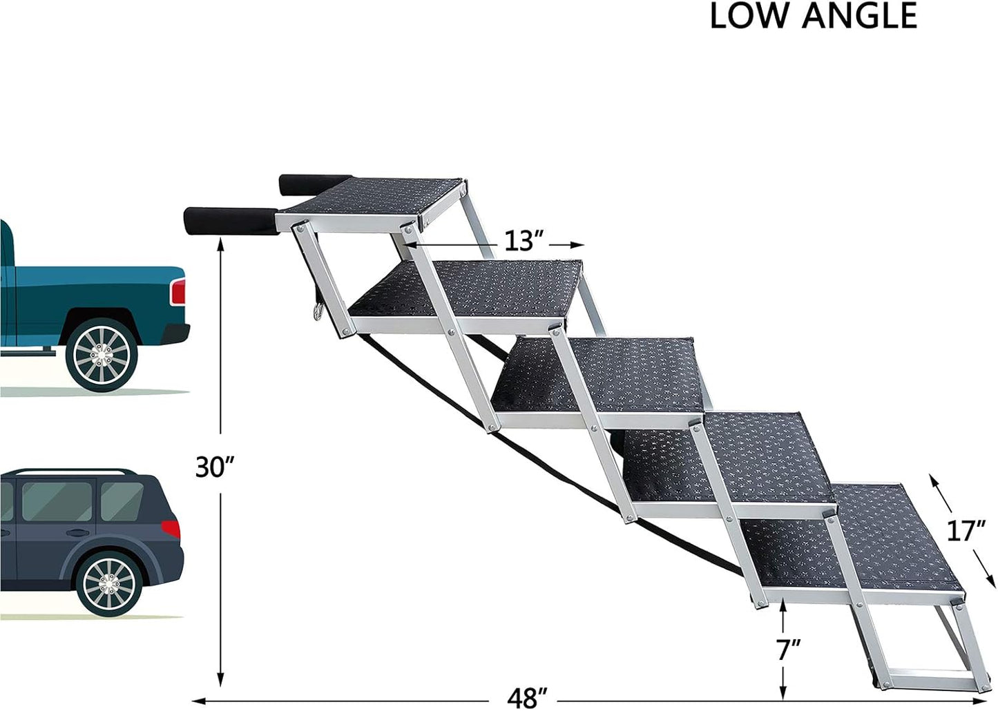Dog Ramps with 5 Stairs, Upgraded Aluminum Frame Pet Steps
