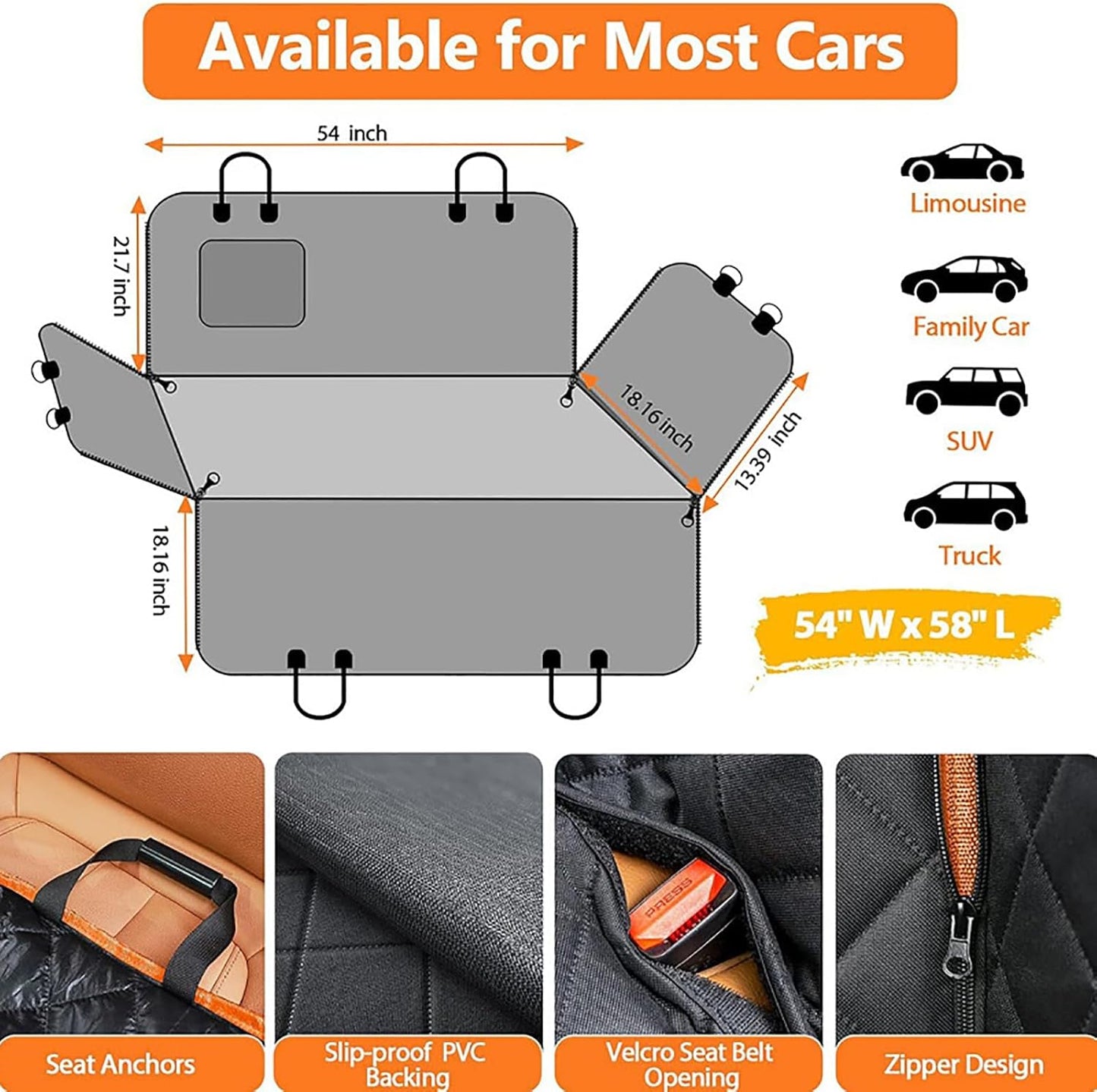 Dog Car Back Seat Cover for Genesis G80 G90 GV80 GV70 GV60