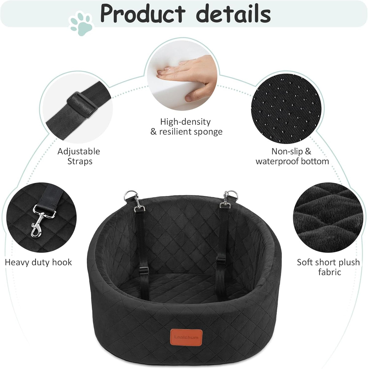 Dog Car Seat for Small Dogs Up to 30 Lbs,Ultra Soft Fabric