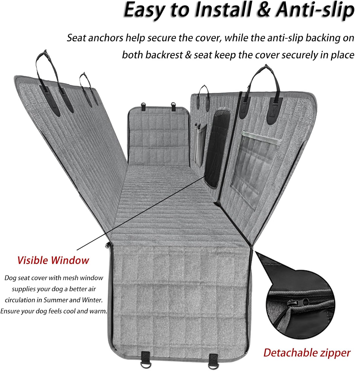 Dog Car Seat Cover for Back Seat, Back Seat Extender Seat