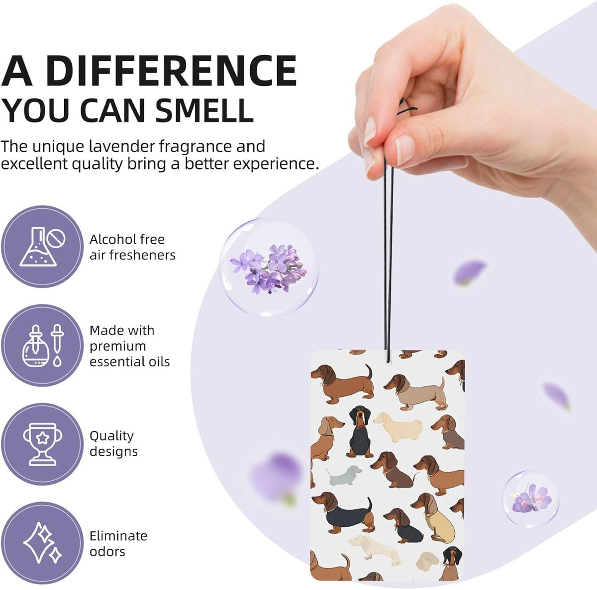 Printed Paper Car Air Freshener Lavender Scented Hanging