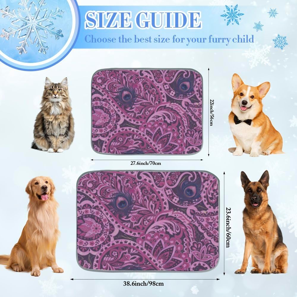Cooling Mats for Cats Ice Silk Dog Mat Bed Paisley Pattern