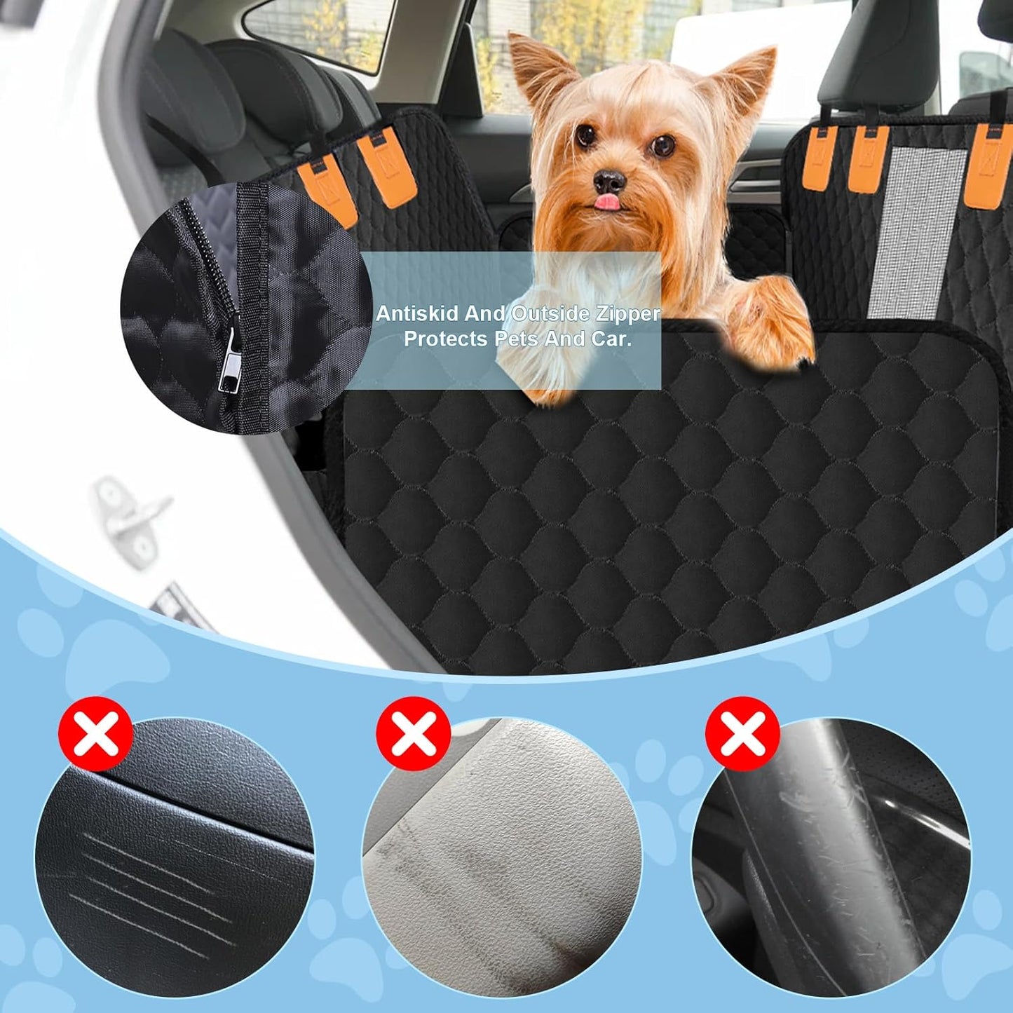 Dog Car Seat Cover for Back Seat, Waterproof Protector with