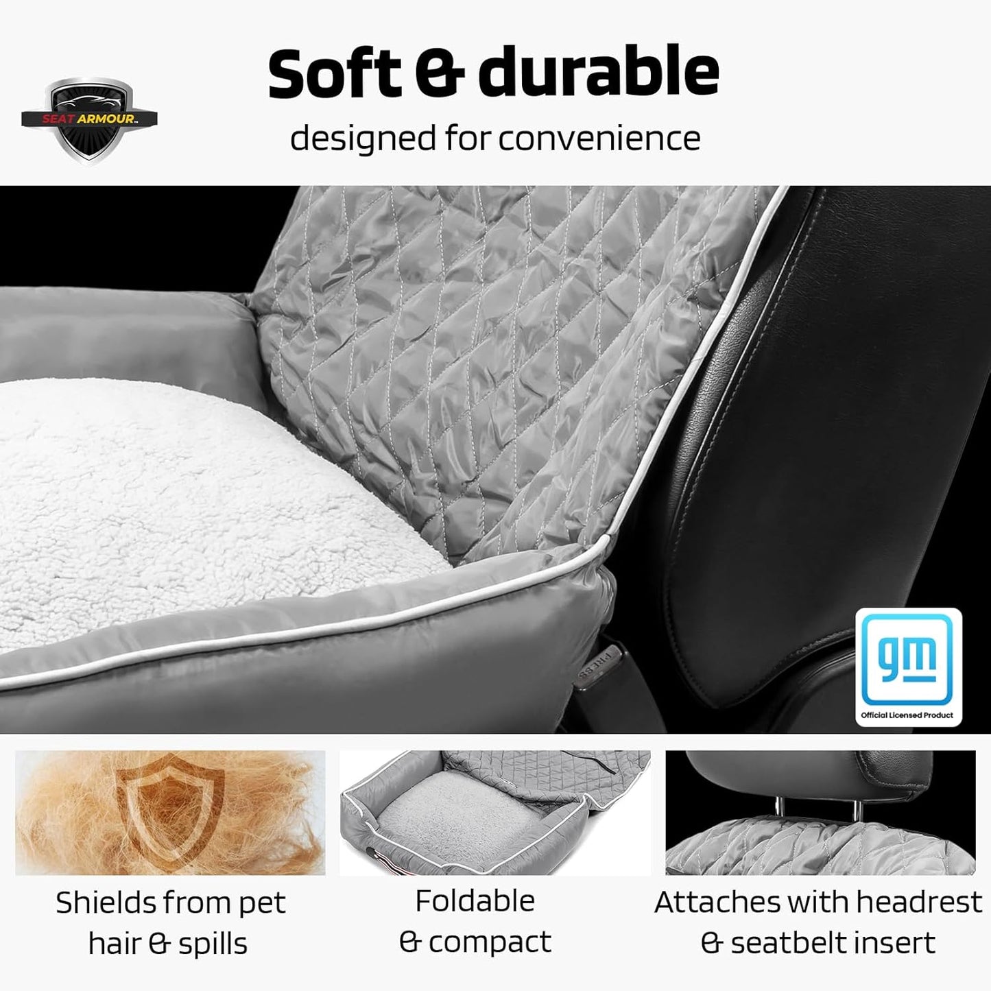 PetBed2GO, Cadillac, Grey Pet Bed Cushion & Car Seat Cover