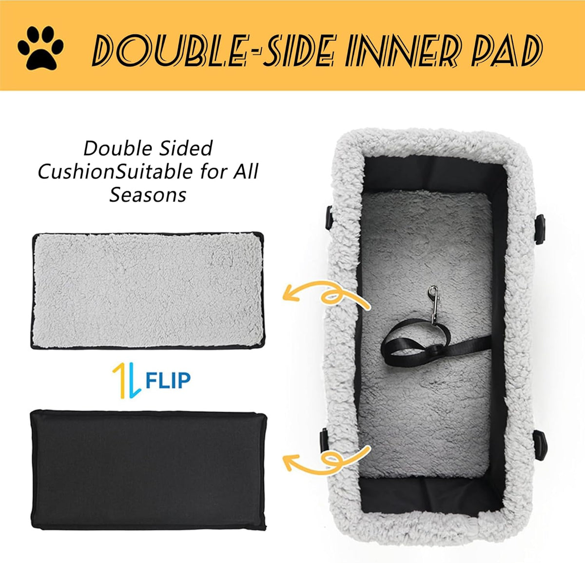 Center Console Dog Car Seat for Small Dogs Pets Under 20lbs