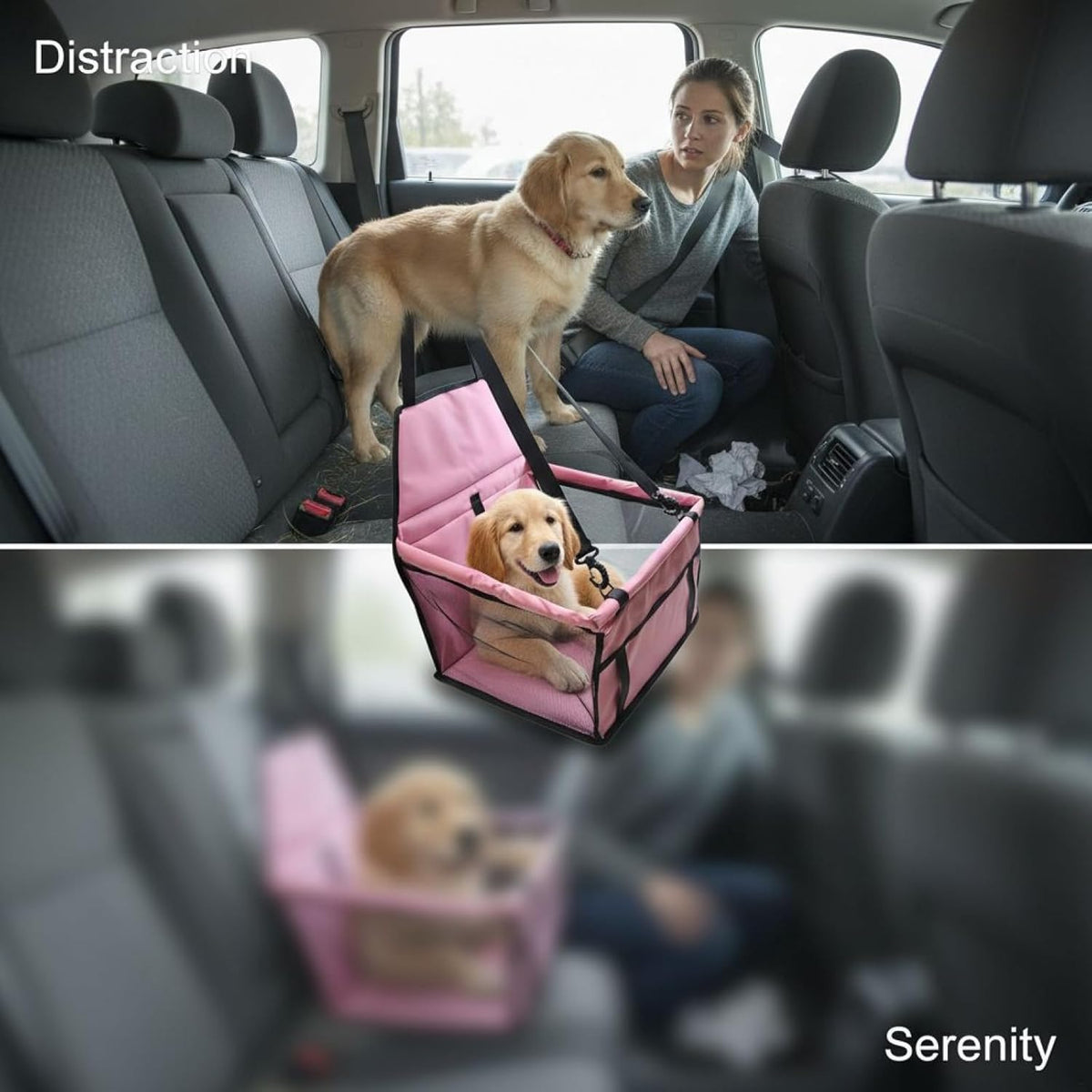 Pet Car Seat, 16.1 X 12.6 X 10.6 in, Support Rods, Safety