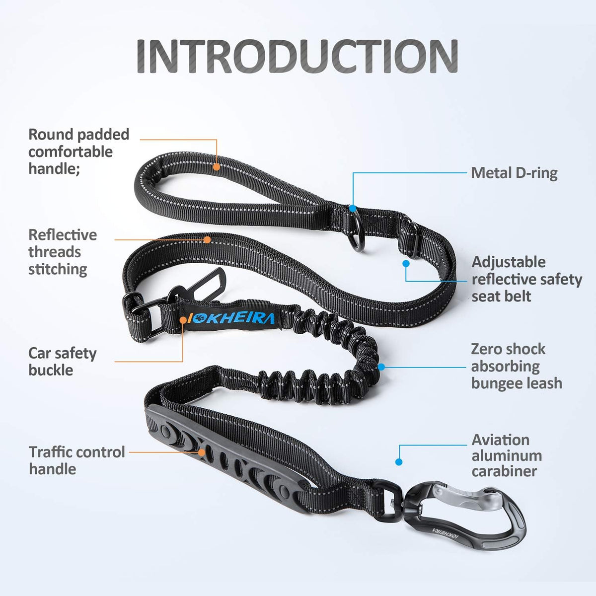 Multifunctional Leash with Car Seatbelt for Large, Medium