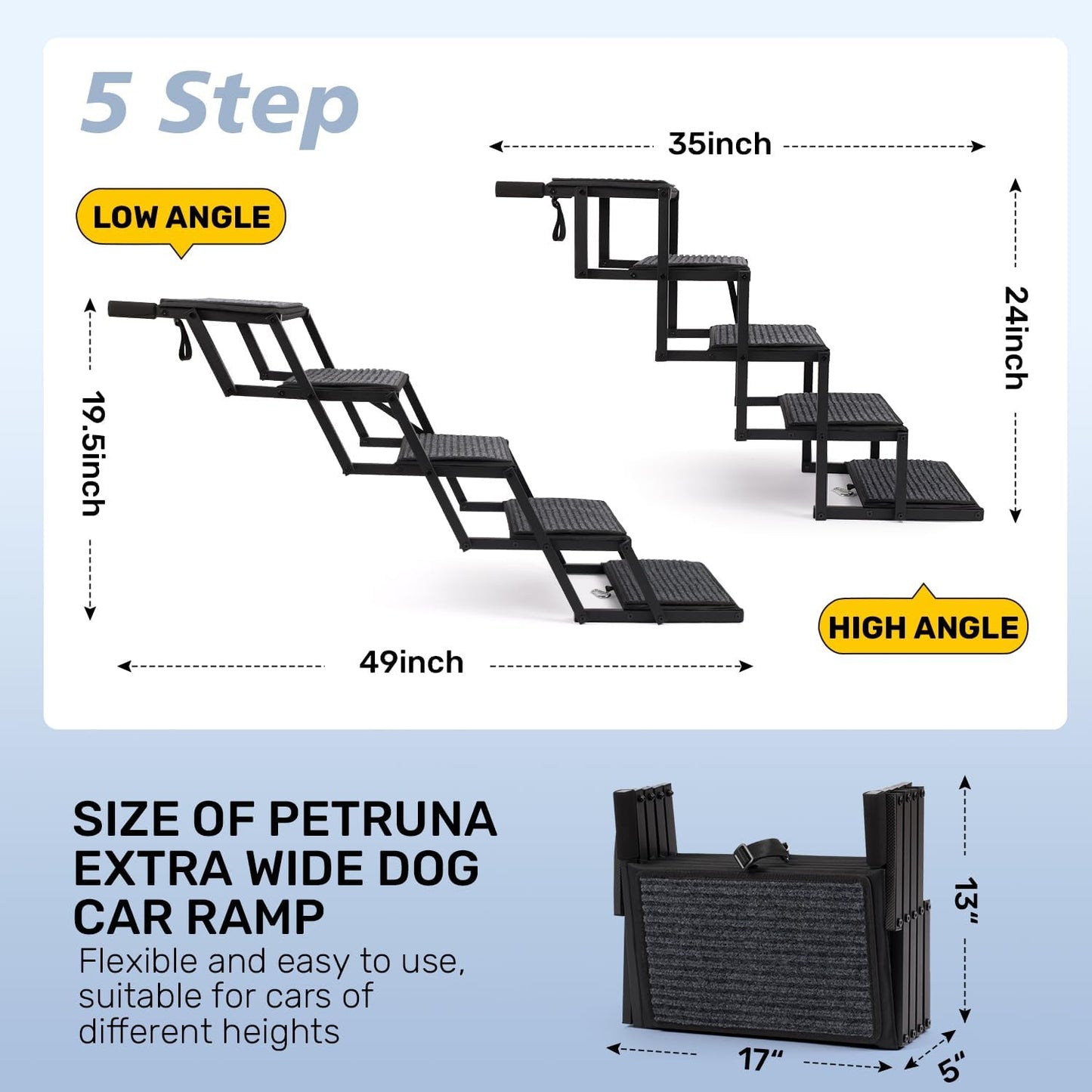 Dog Steps for Car, Truck and SUV - Foldable Pet Stairs for
