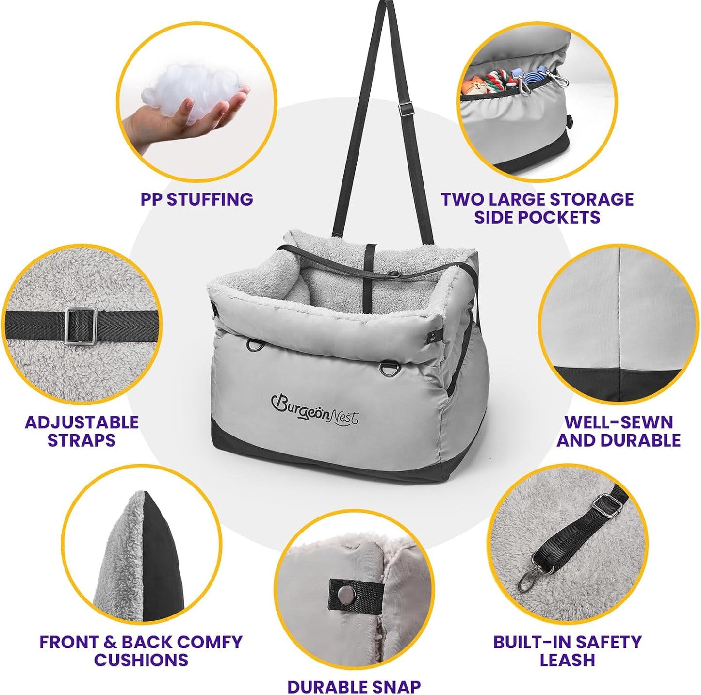 Dog Car Seat for Small Dogs up to 25 lbs - Washable Pet