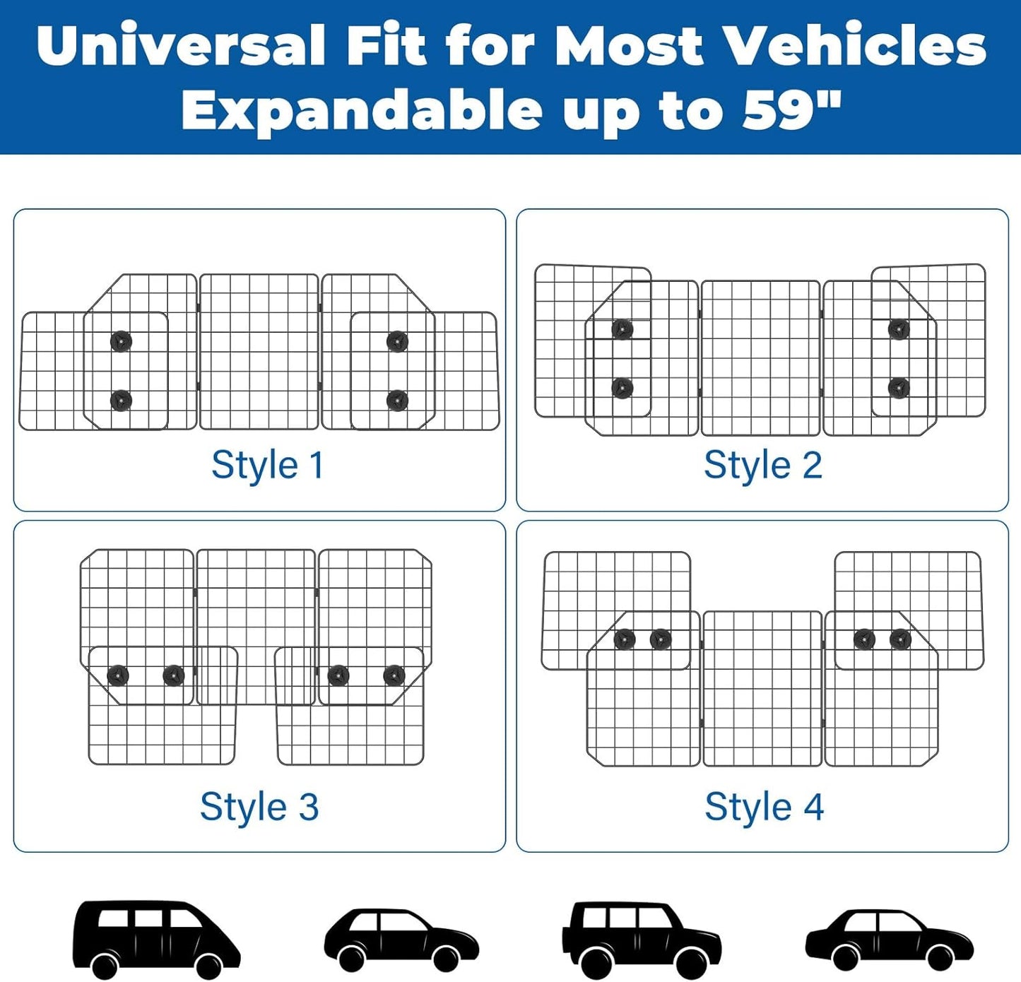 Car Dog Barrier for SUV, Adjustable Pet Divider Gate for