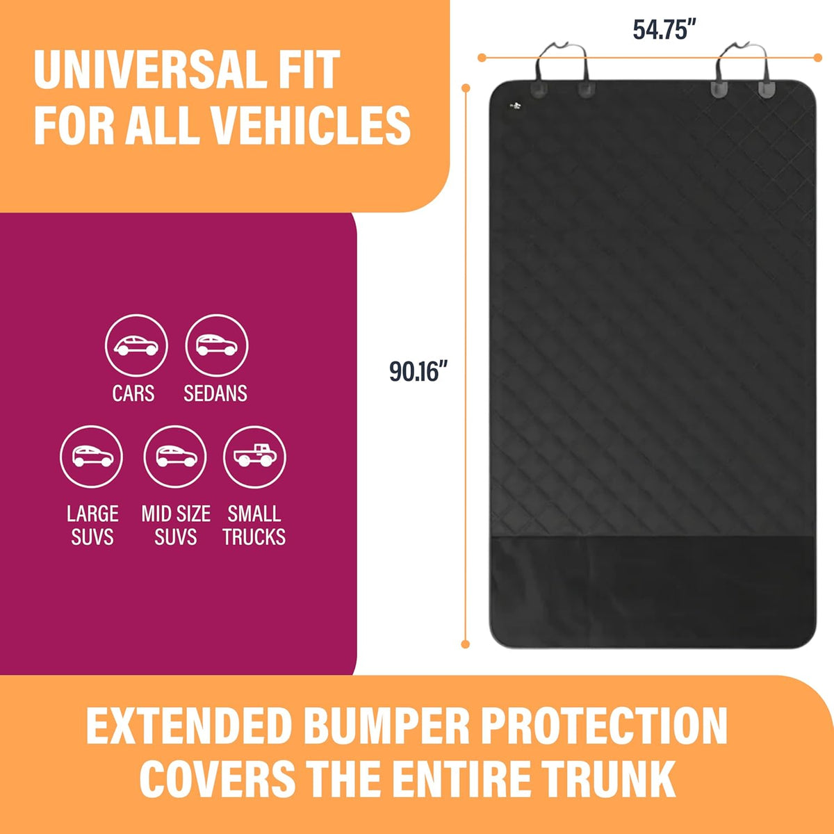 Active Pets Cargo Liner for Dogs, Durable Non Slip Vehicle Seat Cover, Protects Against Dirt & Fur, Pet Cargo Liner for SUV & Trucks, Large Size Trunk Cover for Dogs Universal Fit - Black