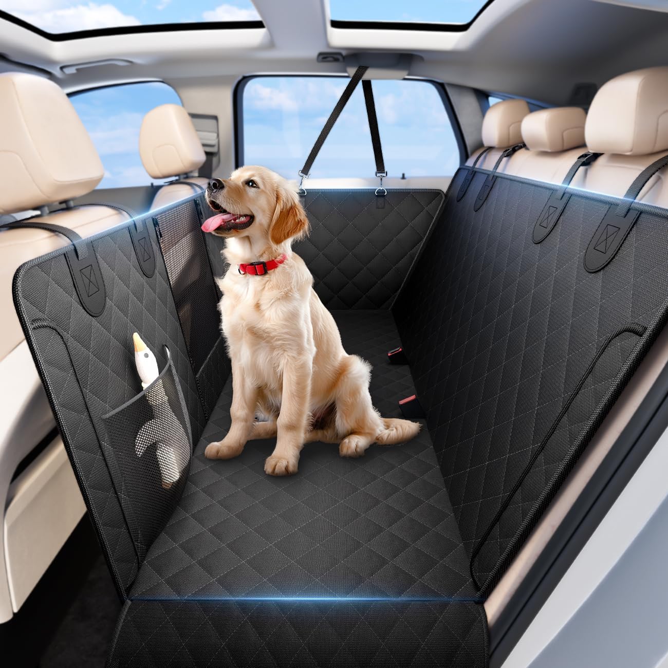 Upgrade Soft Dog Car Seat Cover for Back Seat, Soft Bottom