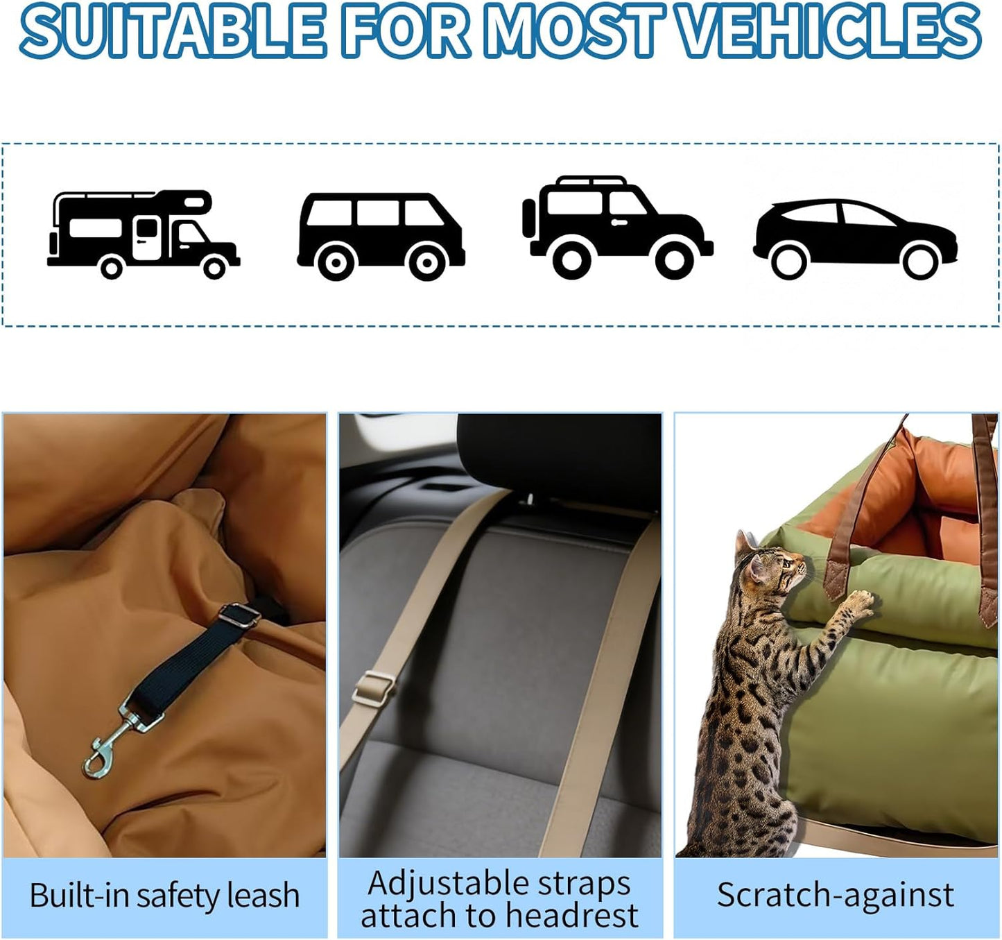 Waterproof Dog Booster Car Seat Bed – PU Leather Portable