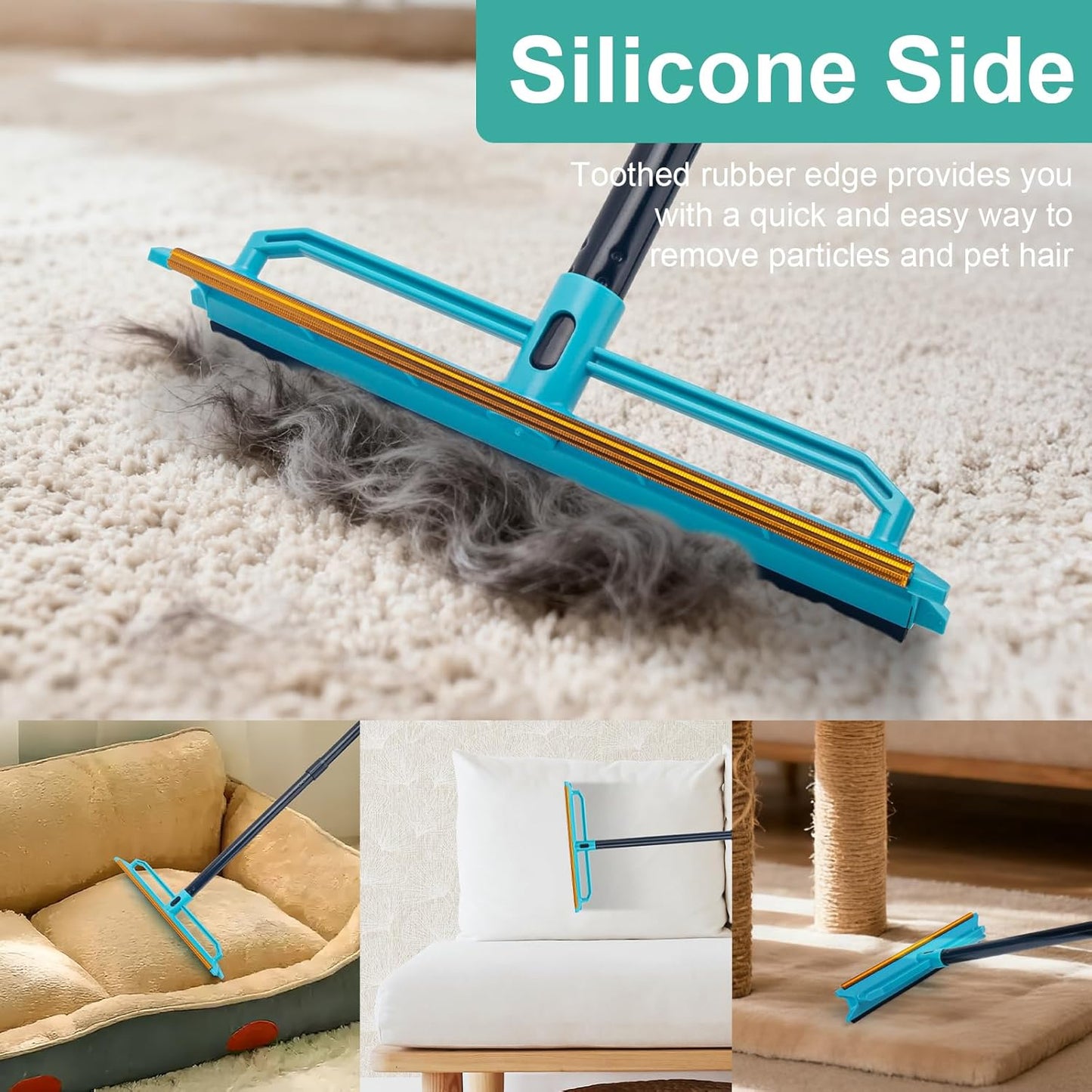Carpet Rake for Pet Hair Removal Tool, Reusable Pet Hair