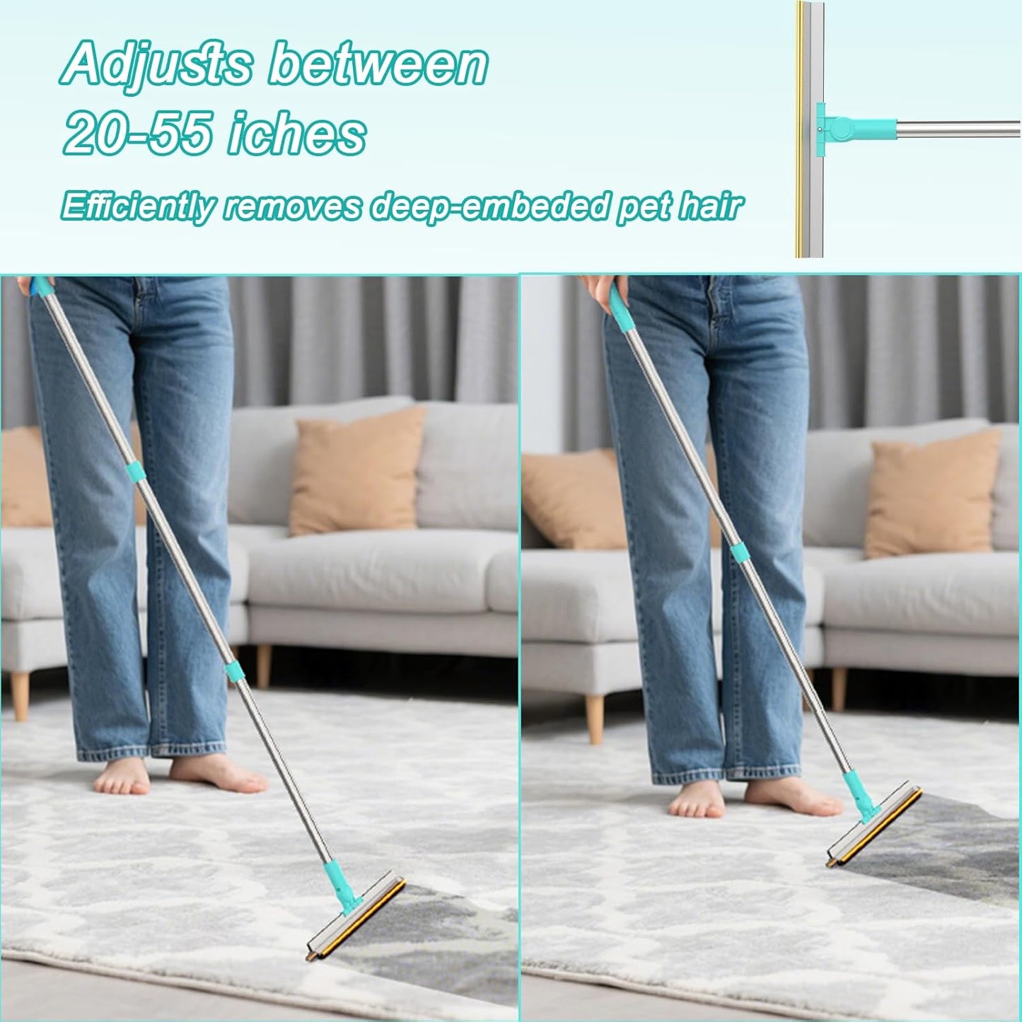Carpet Rake for Pet Hair Removal Tool - Reusable Dog Cat