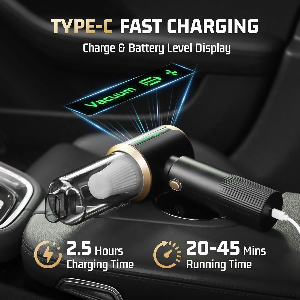 Cordless Car Vacuum Cleaner: Handheld Vacuum with 16000Pa Strong Suction, Brushless Motor & HEPA Filter, 7-in-1 Cleaning Kit, Type-C Charging for Home Office Car Pet