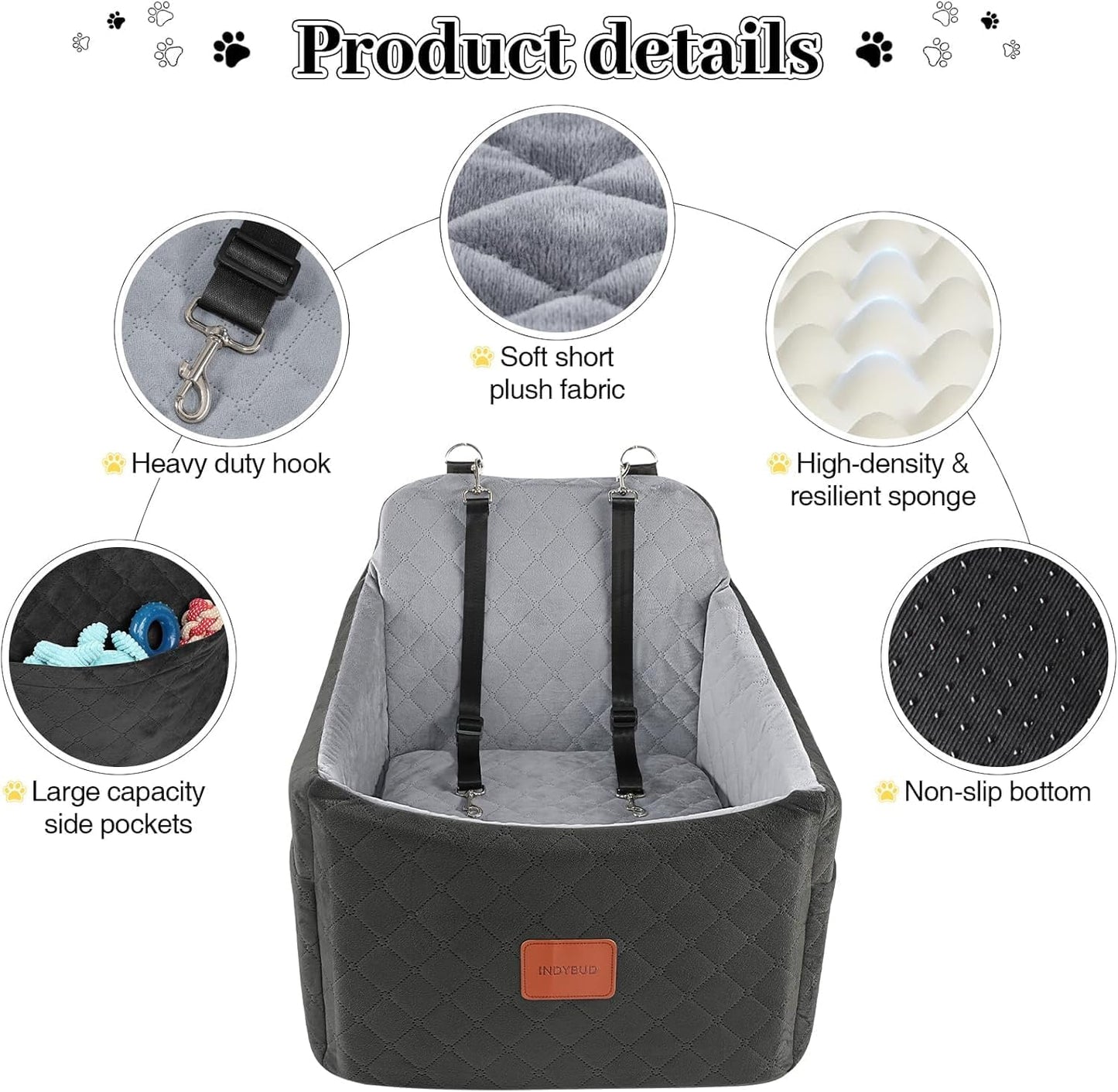 Dog Car Seat for Small Medium Dogs,Detachable Washable Dog