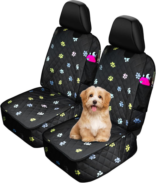 2pcs Dog Car Seat Cover for Front Durable Colored Paw