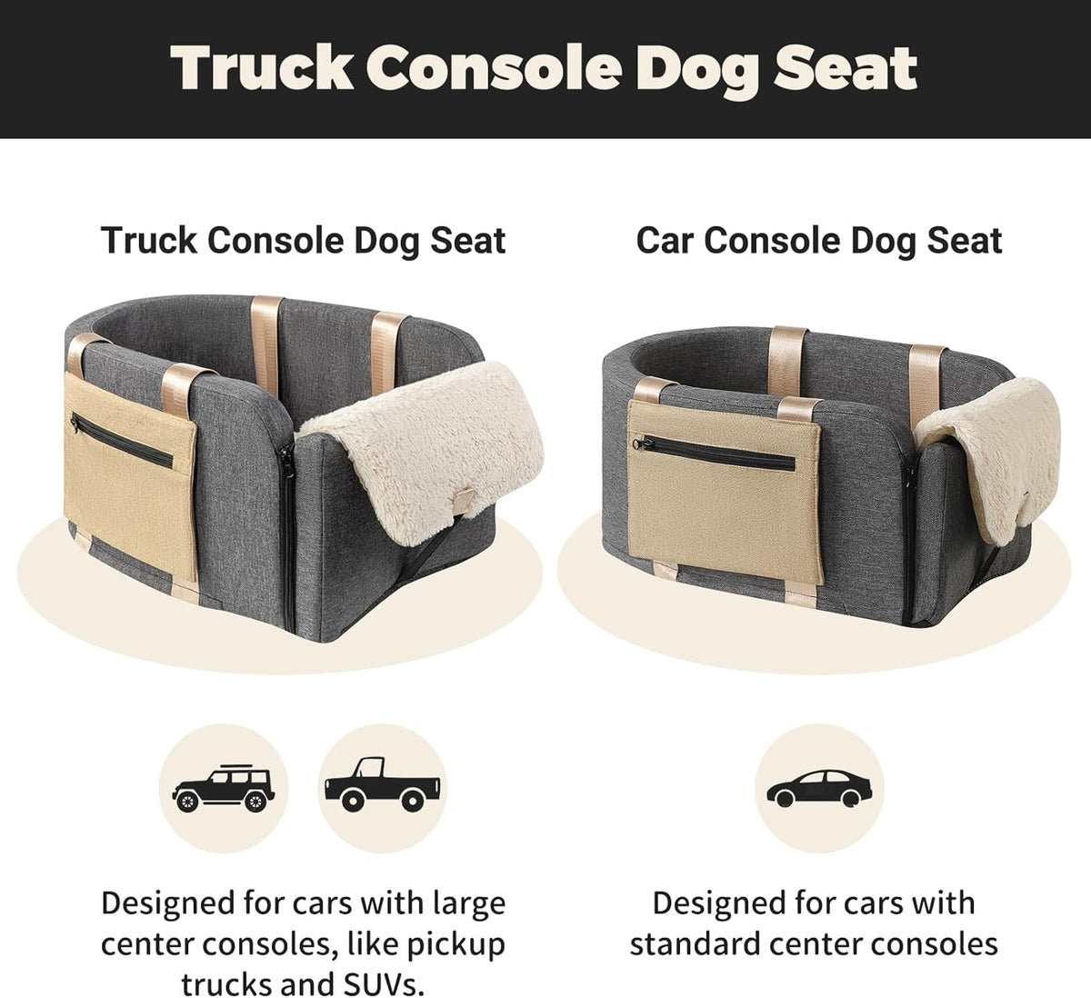 Large Console Dog Car Seat - Truck Dog Booster Seats for