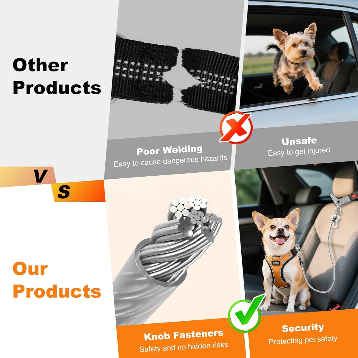 Dog Seat Belt for Car,Chew Proof Dog Car Seat Belt,2 in 1
