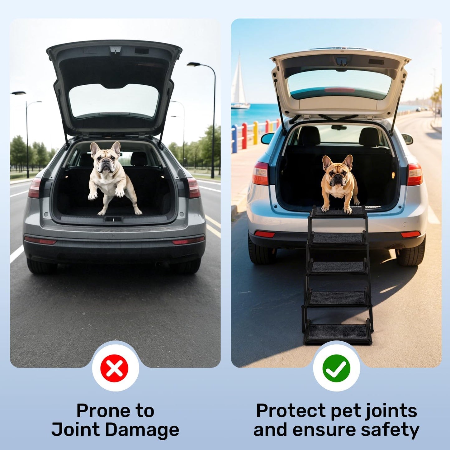 Dog Steps for Car, Truck and SUV - Foldable Pet Stairs for