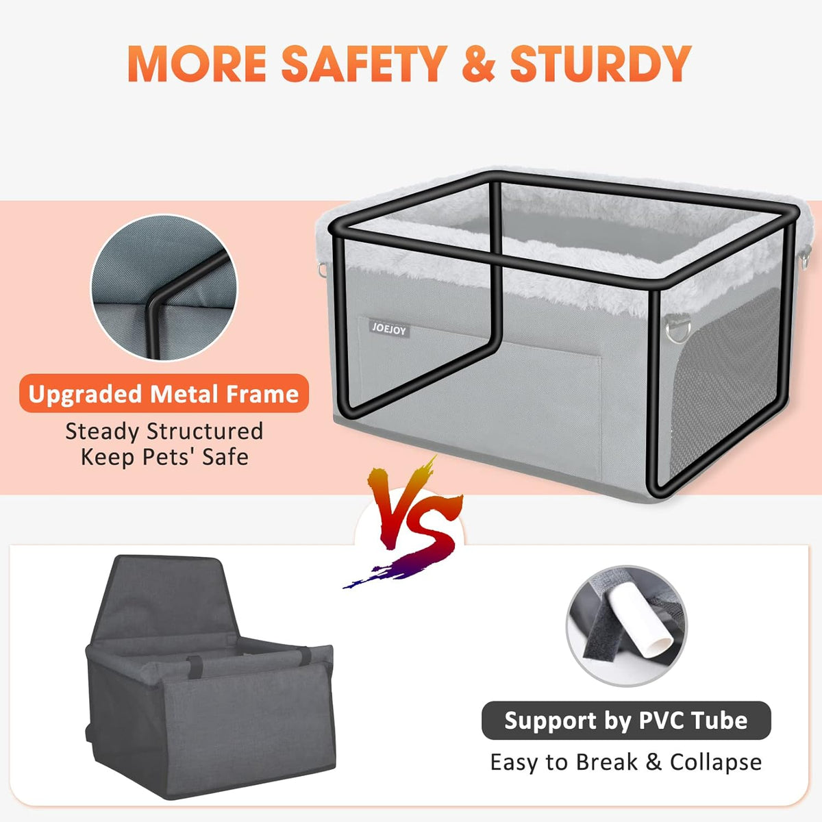 Deluxe Dog Booster Seat with Sturdy Metal Frame and Safety