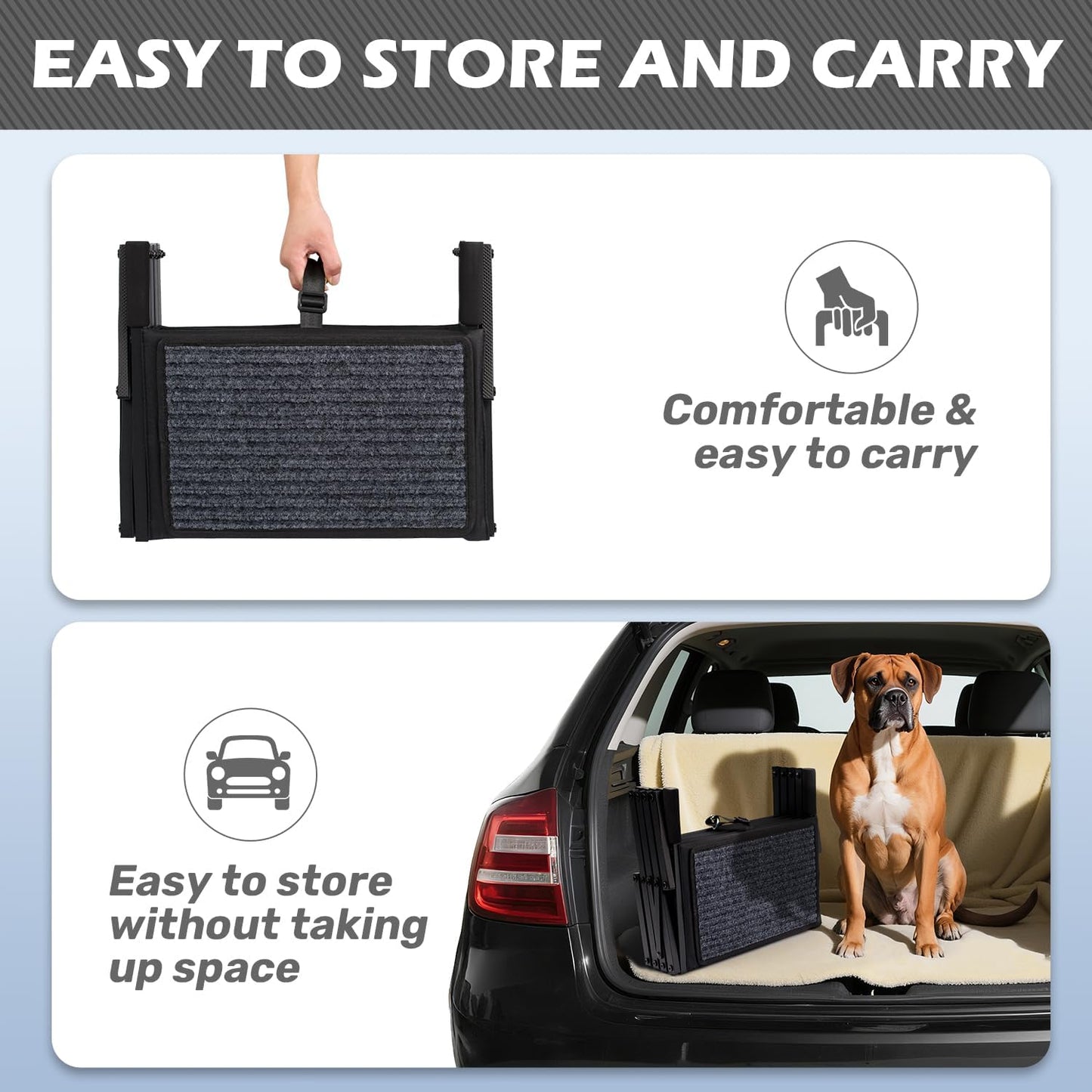 Dog Steps for Car, Truck and SUV - Foldable Pet Stairs for