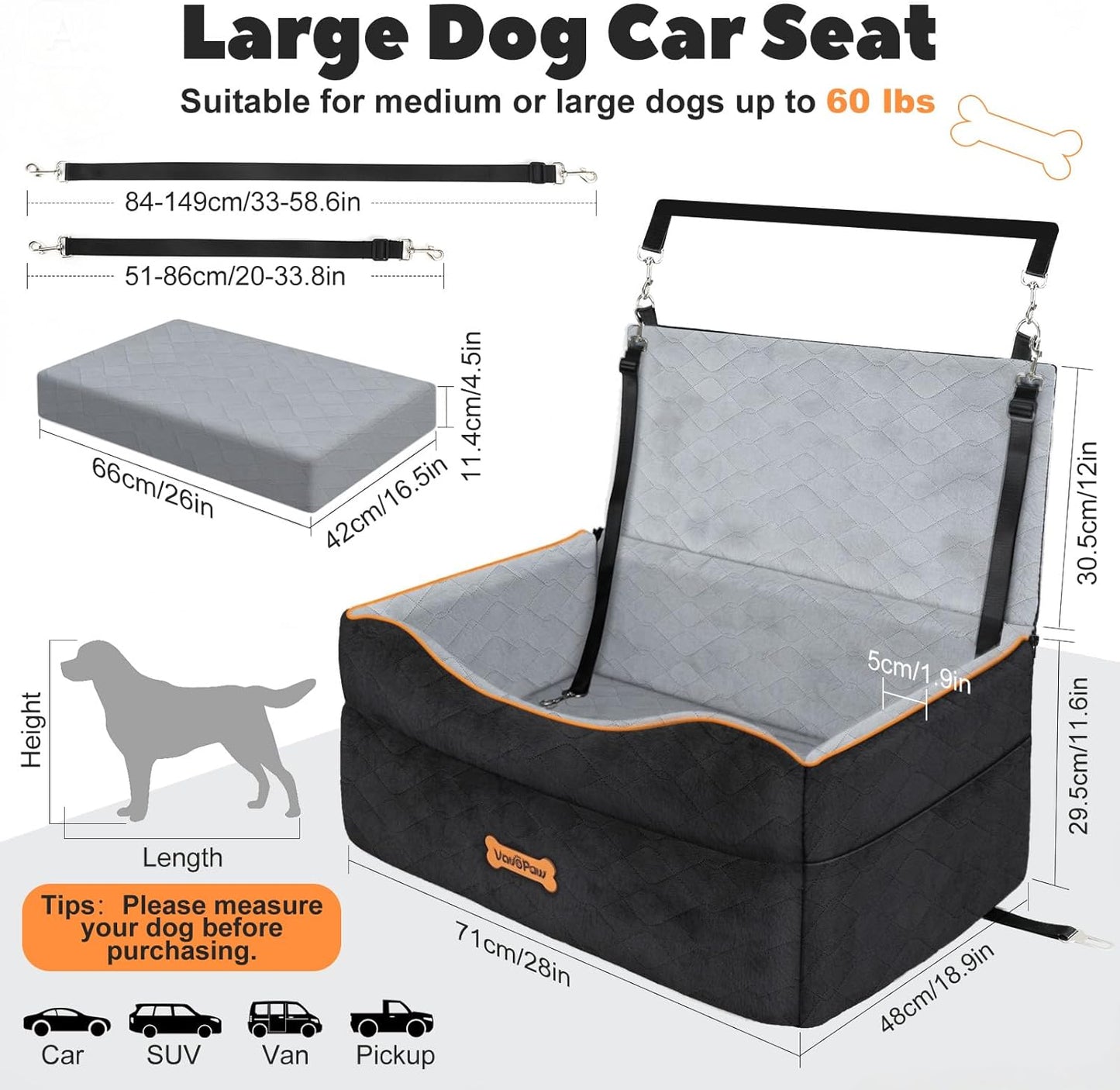 Dog Car Seat for Medium Dog, Dogs Booster Seat Under 50Lbs