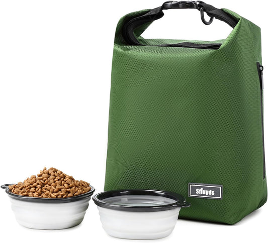 Dog Food Travel Bag with 2PCS Collapsible Dog Travel Bowls
