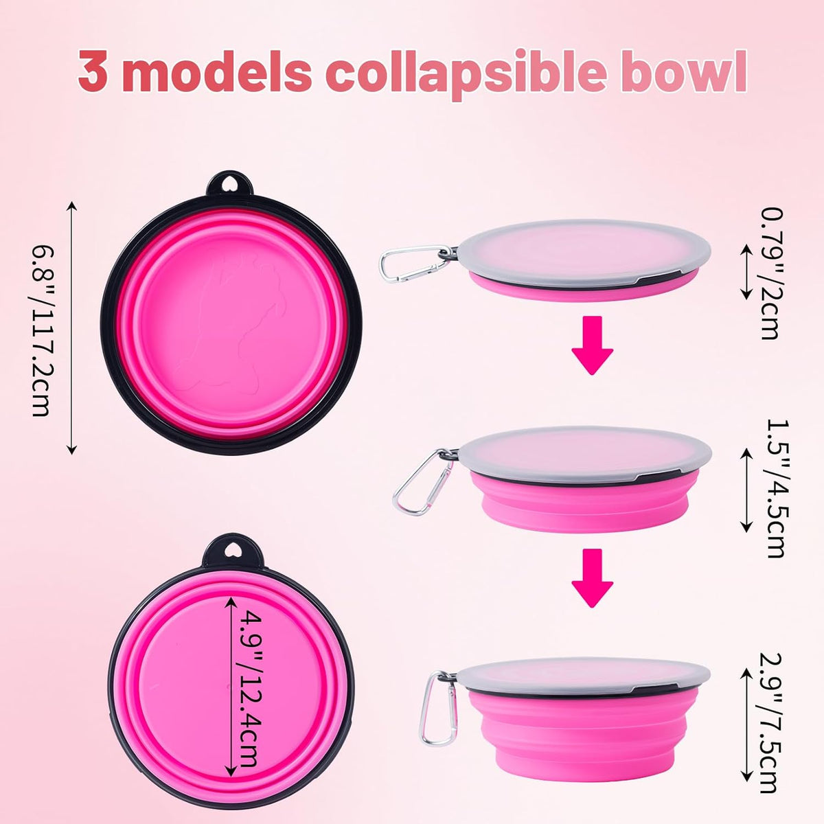 Dog Bowls Pet Collapsible Bowl with Cover Lids,2 Pack Dog
