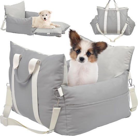 Leather Dog Car Seat for Small Dogs, Dog Booster Seat with