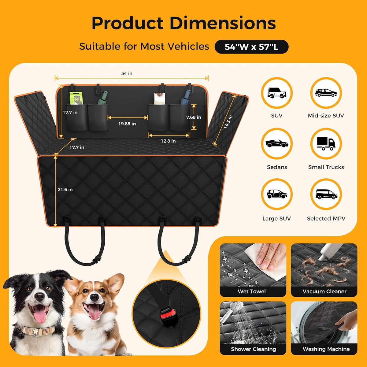 Dog Car Seat Cover for Back Seat, Nonslip Seat Cover, Dog