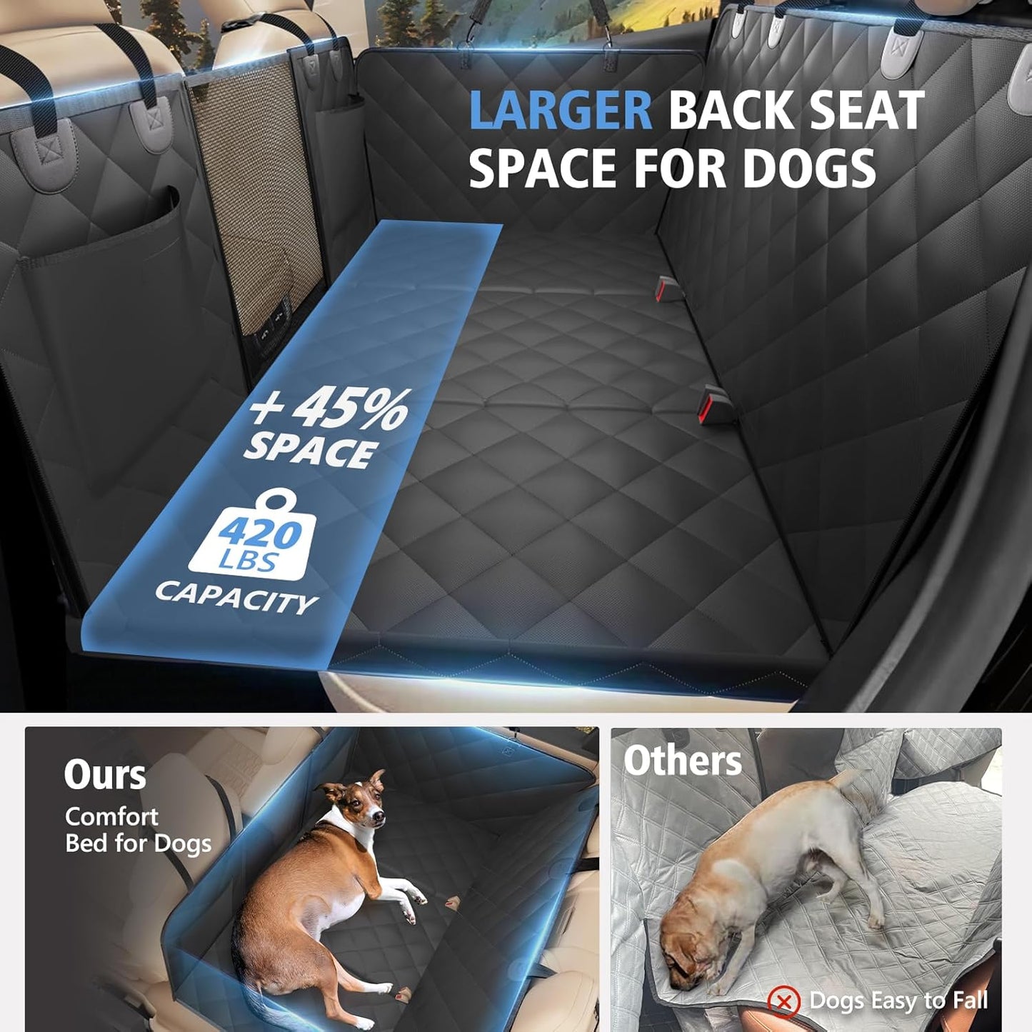 Back Seat Extender for Dogs, Dog Car Seat Cover for Back