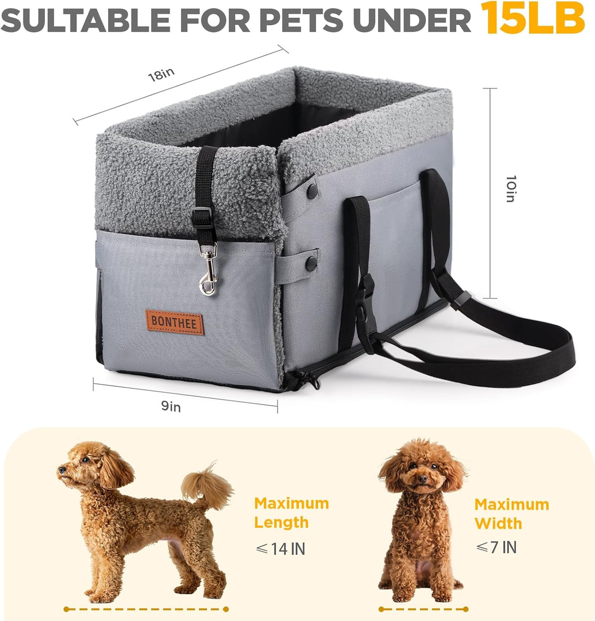 Console Dog Car Seat for Small Dogs,Small Dog Booster Seat