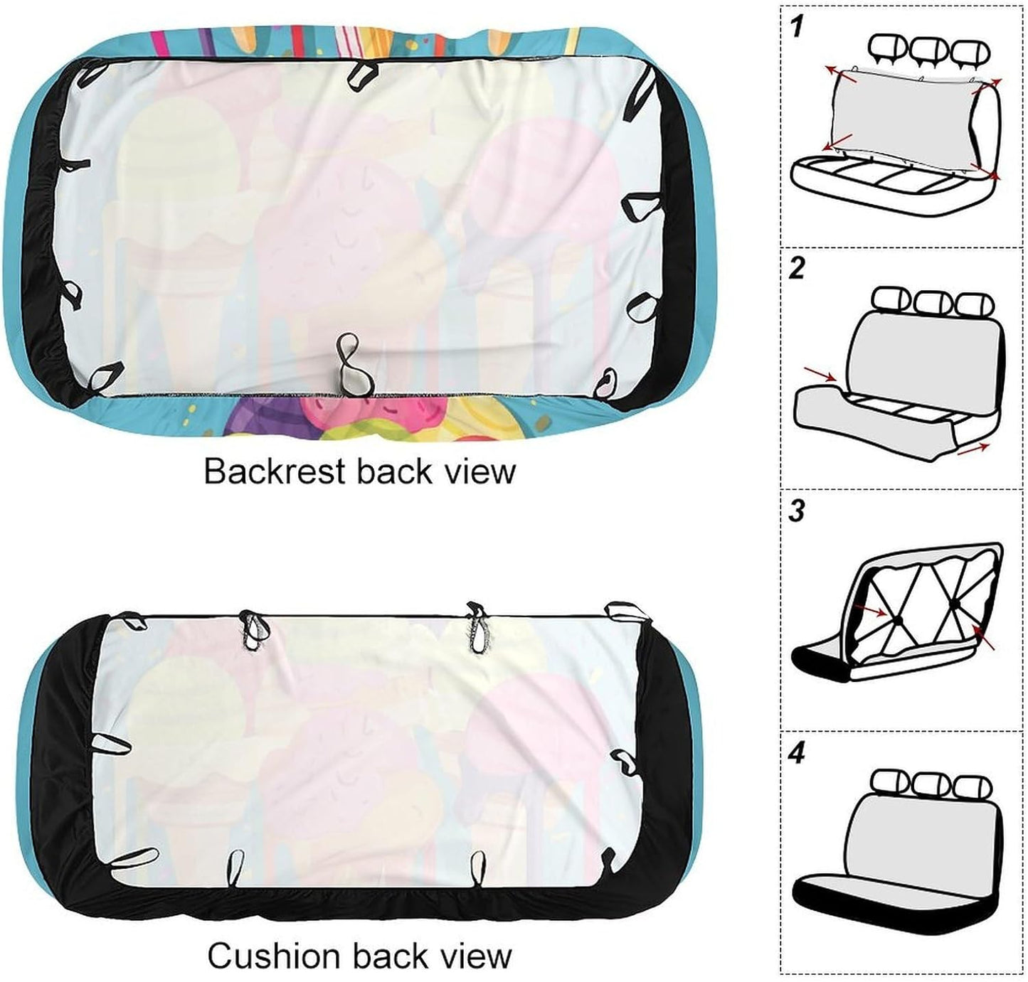Colorful Ice Cream Dog Car Seat Covers Waterproof Truck
