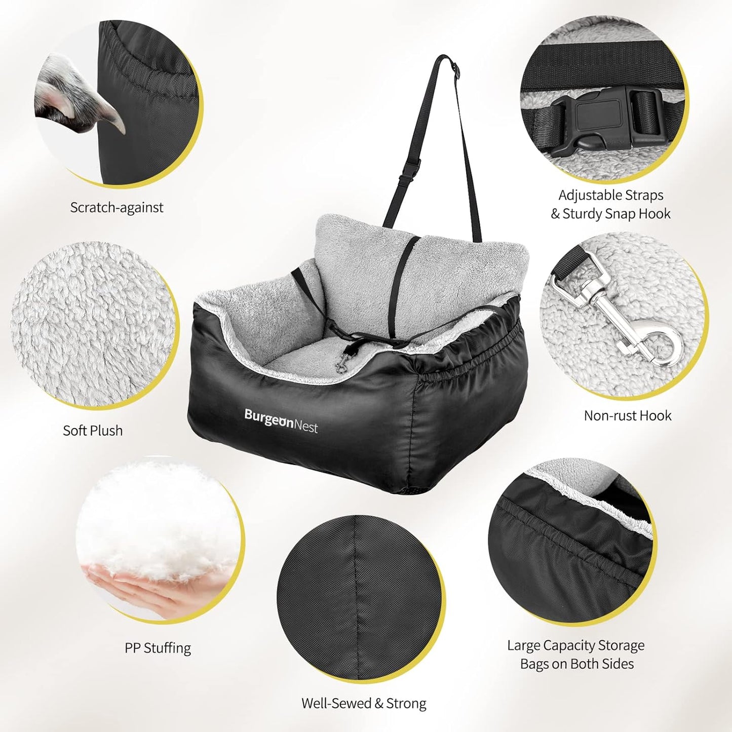 Dog Car Seat for Small Dogs, Soft Pet Car Travel Home Bed