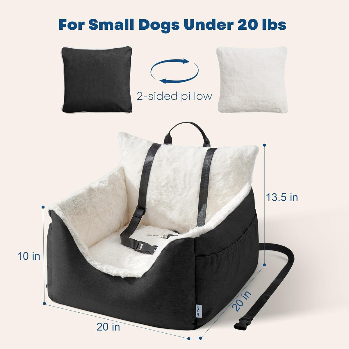 Milk and Soda Small Dog Car Seat Bed for Small Dogs Under