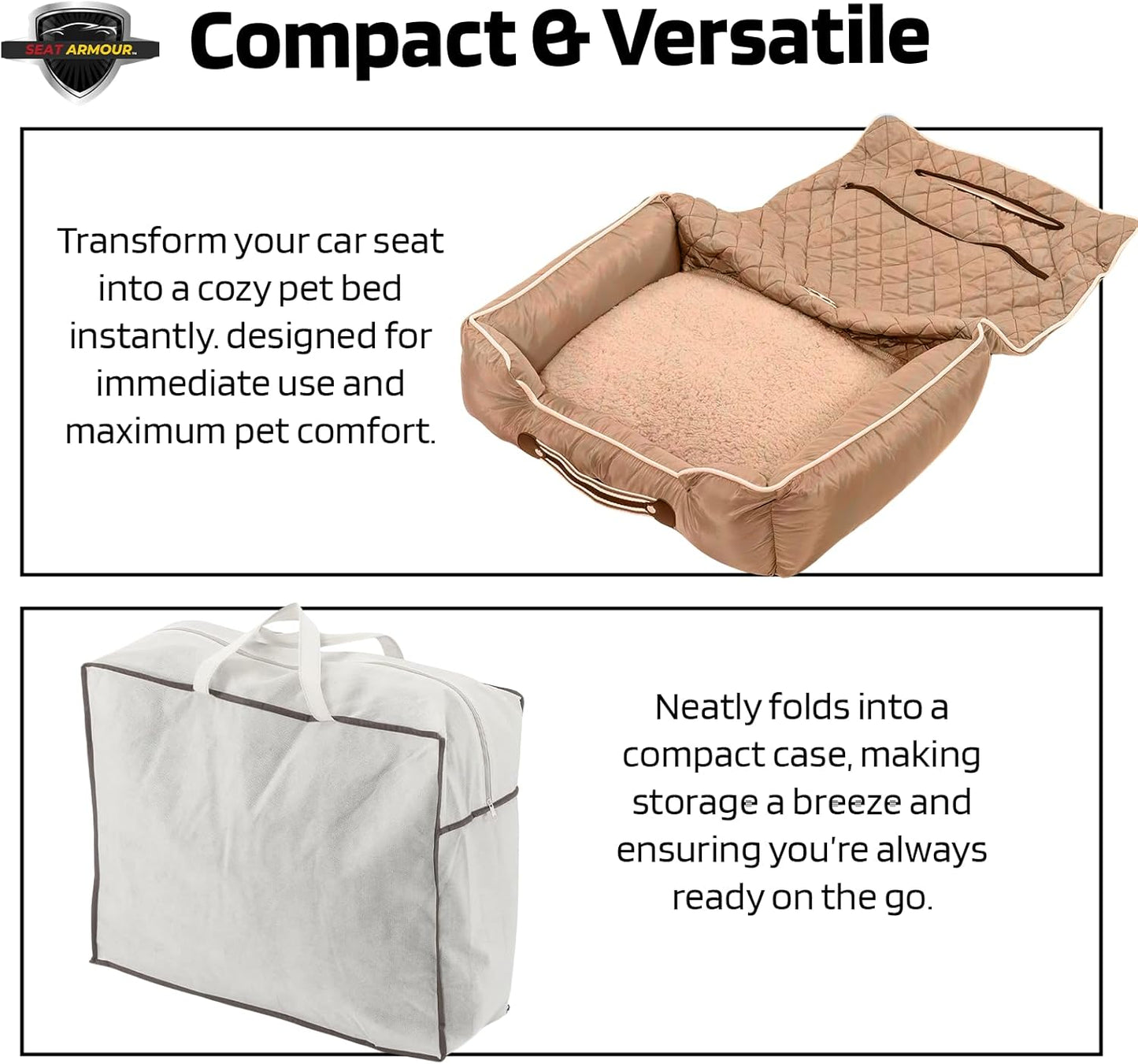 PET2GO101T Pet2Go Tan Car Pet Bed and Seat Cover, 26x20x6