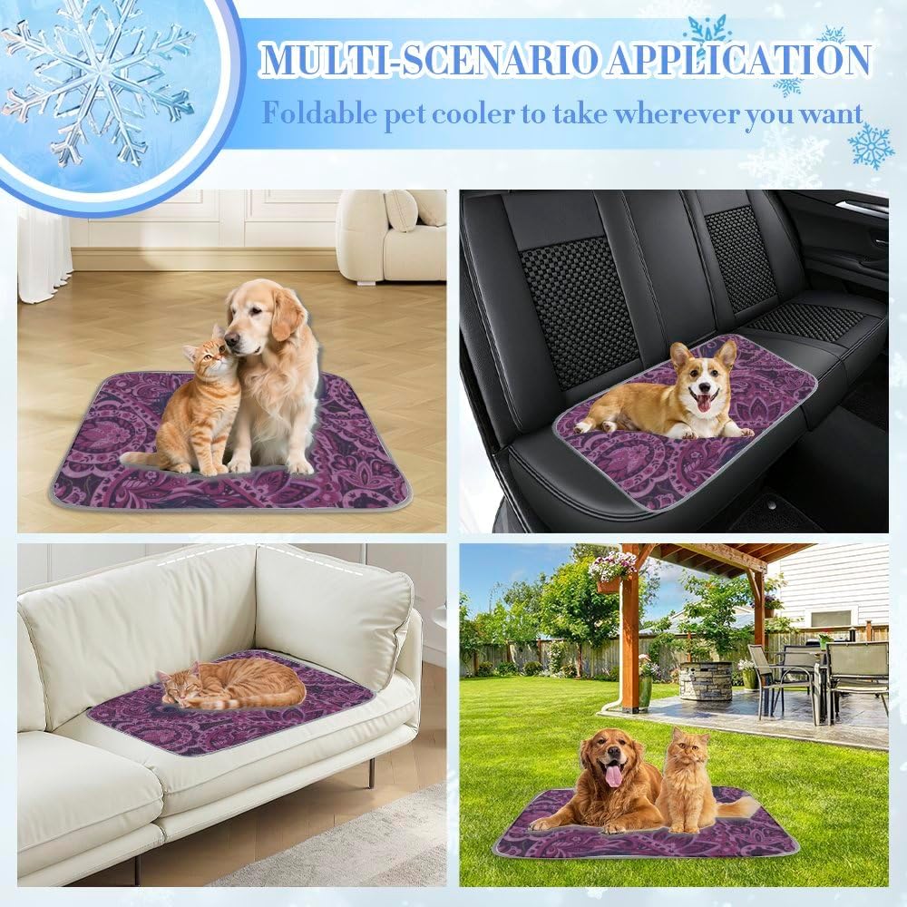 Cooling Mats for Cats Ice Silk Dog Mat Bed Paisley Pattern