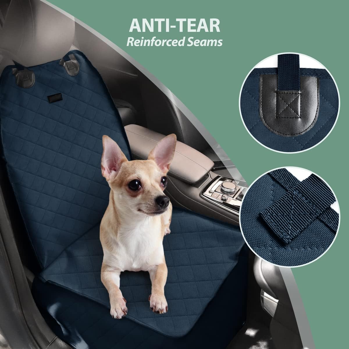 Dog Car Front Seat Cover with Side Flaps & Buckle Straps
