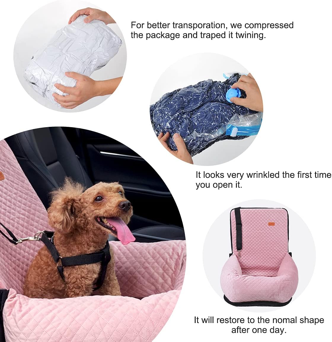 Dog Car Seat for Small Medium Dogs Up to 40lbs, Detachable