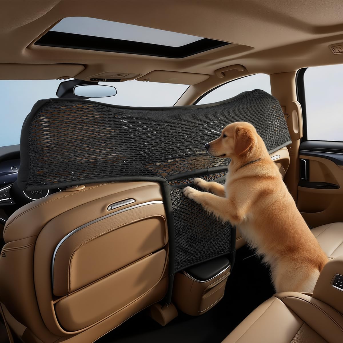 Car Dog Barrier Net Car Mesh Organizer Back Seat Divider