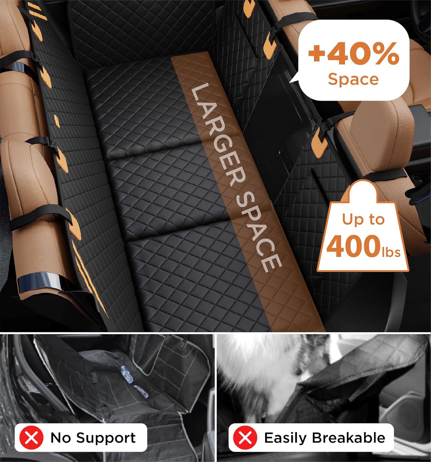 Dog Car Seat Cover for Back Seat - Back Seat Extender for