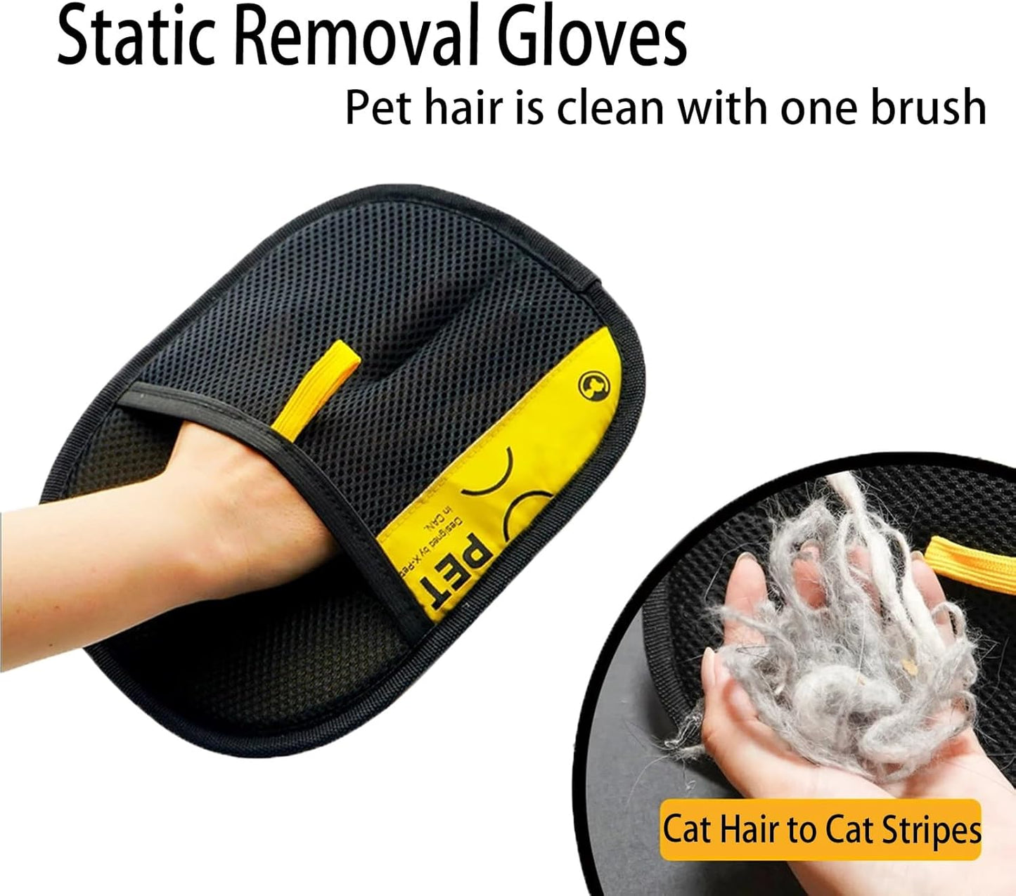 Pet Hair Removal Hand Mittens - Anti Static Reusable Gloves