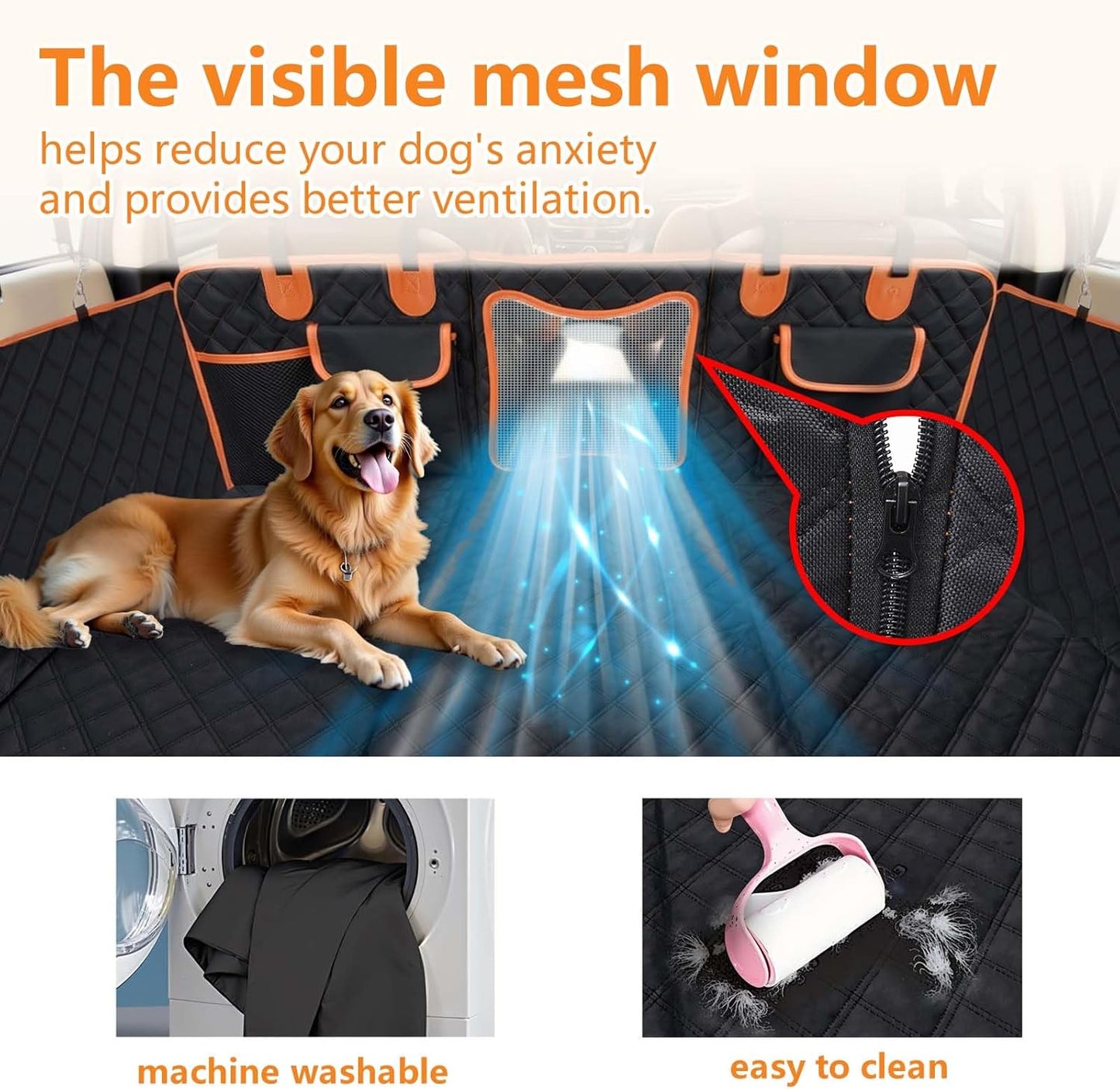 Back Seat Extender for Dogs, Dog Car Seat Cover with Hard
