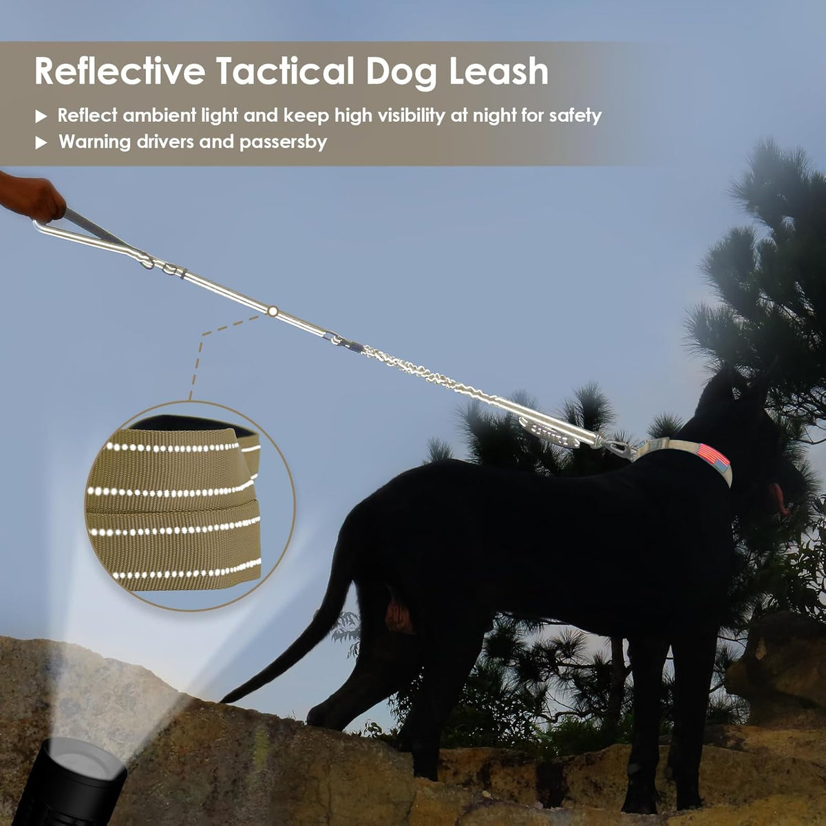 Tactical Dog Leash Heavy Duty,4-6ft Reflective Strong No